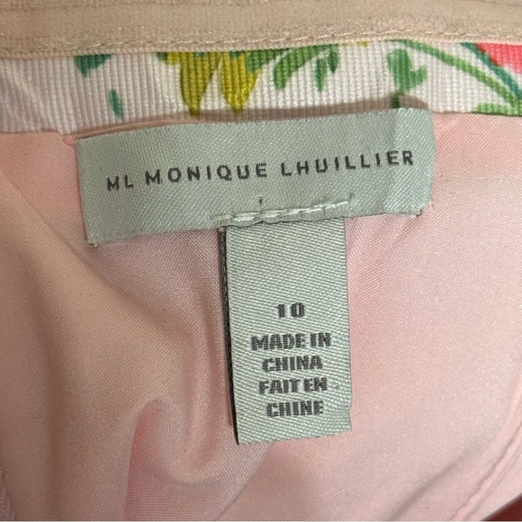 ML Monique Lhuillier Lily Sweetheart Faille Midi-Dress Pink Floral (Size 10) - Picture 11 of 14